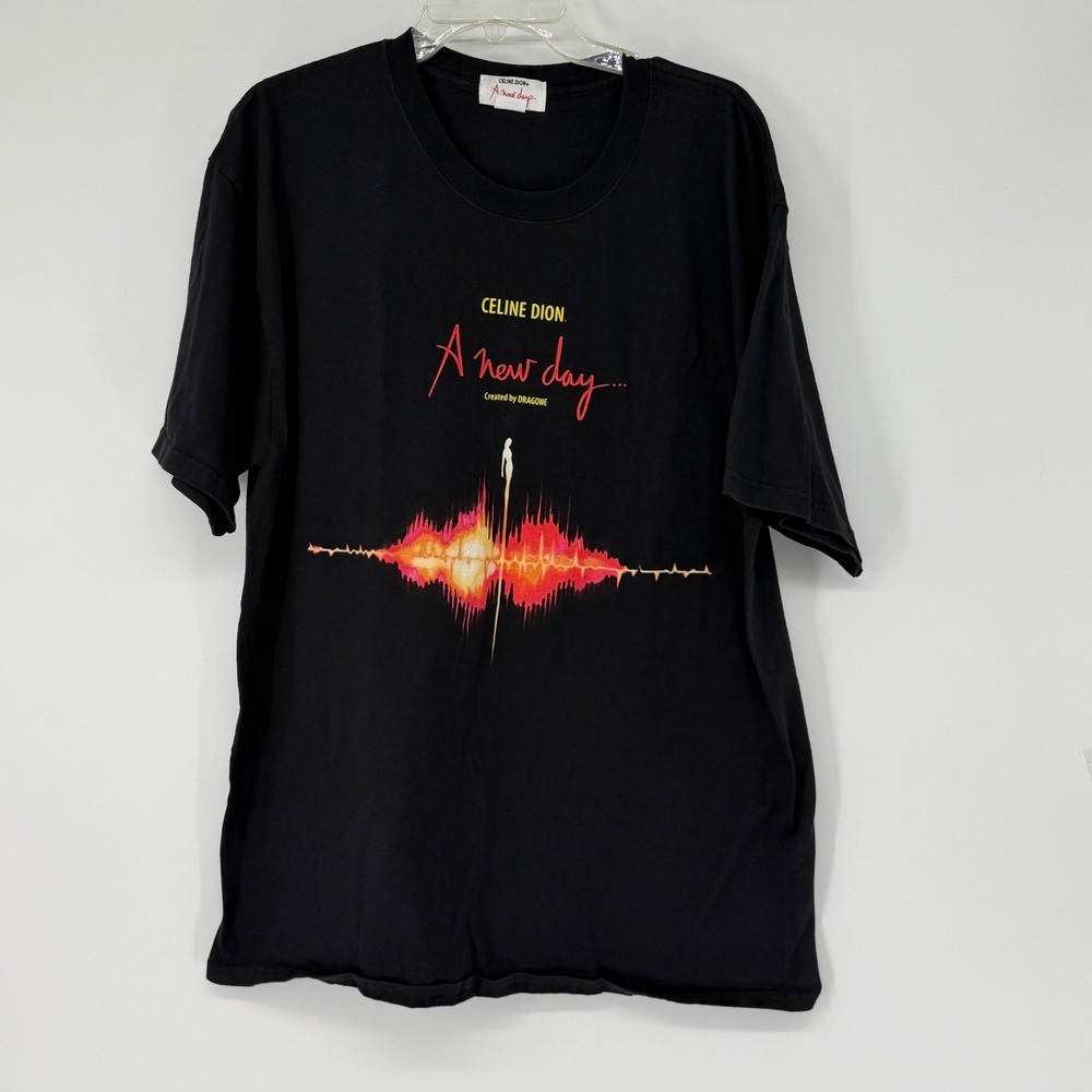 Celine Dion A New Day Created by Dragone Concert T-Shirt Black‎ XL Womens